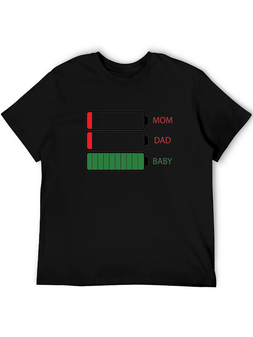 Battery Level Family T-Shirt - Mom Dad Baby