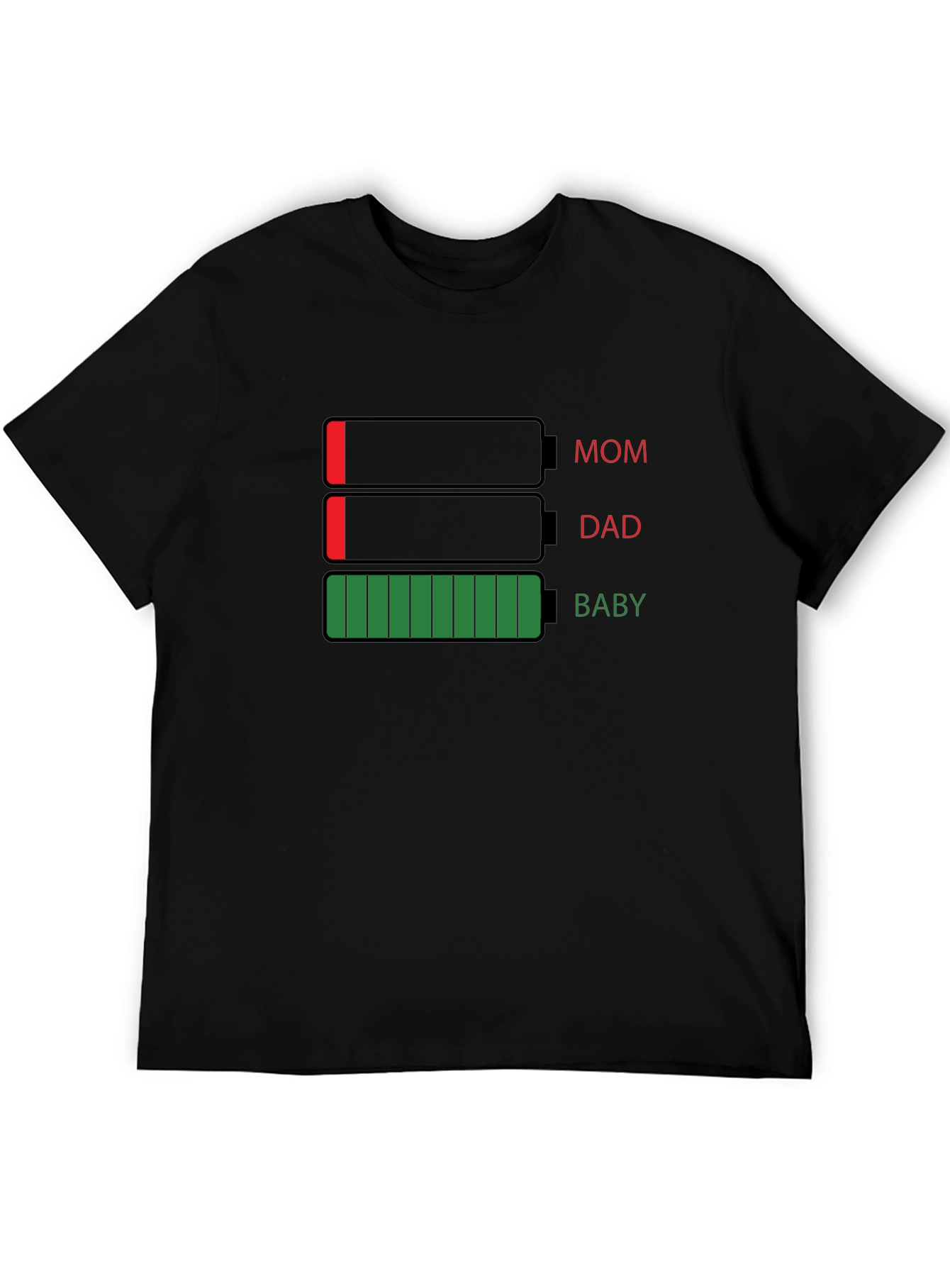 Battery Level Family T-Shirt - Mom Dad Baby