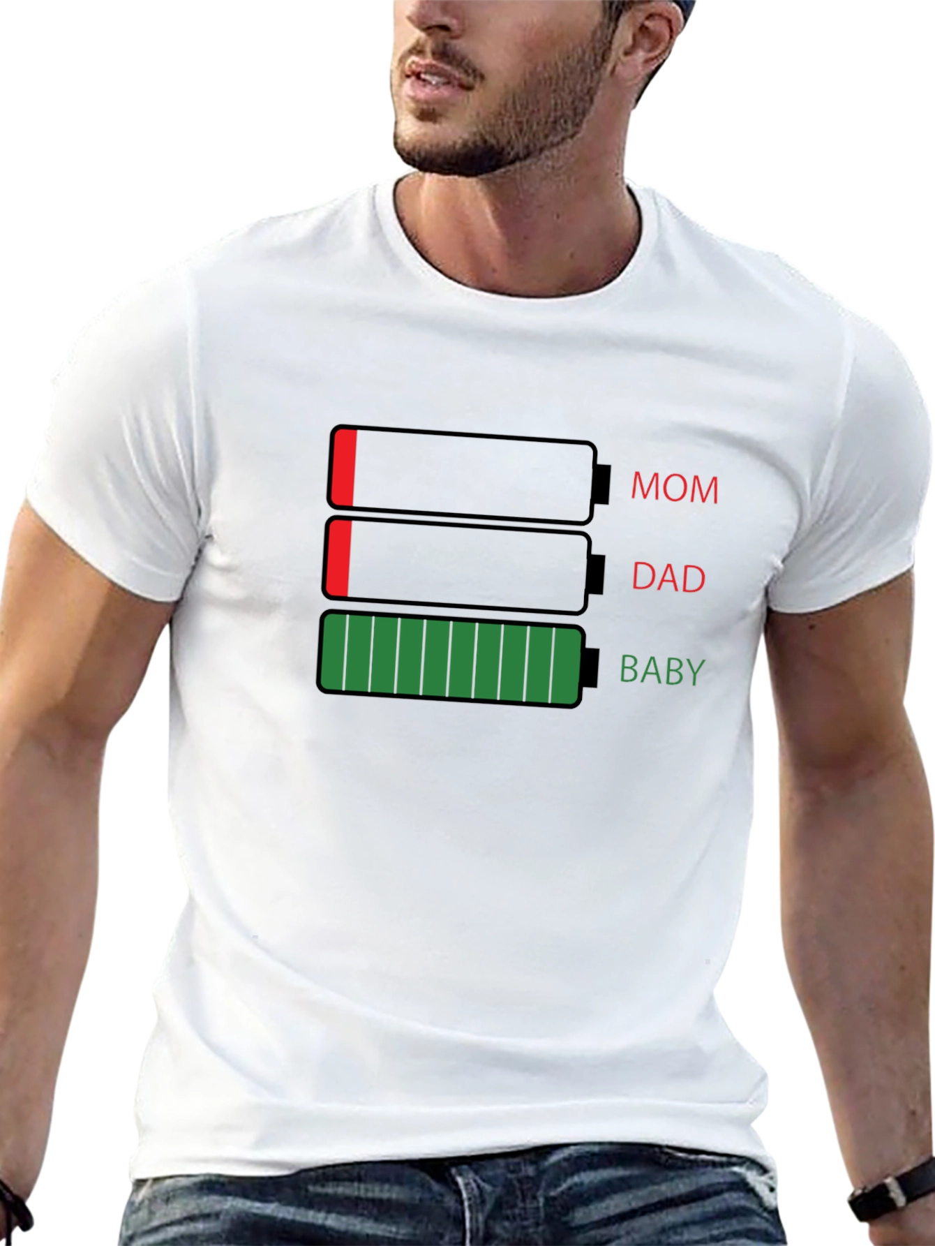 Battery Level Family T-Shirt - Mom Dad Baby
