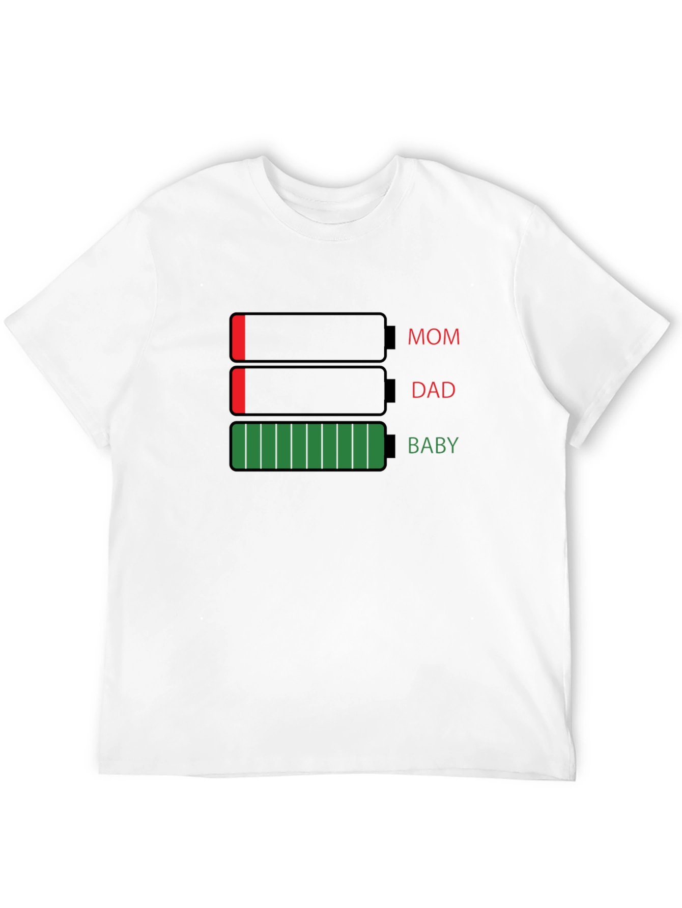 Battery Level Family T-Shirt - Mom Dad Baby