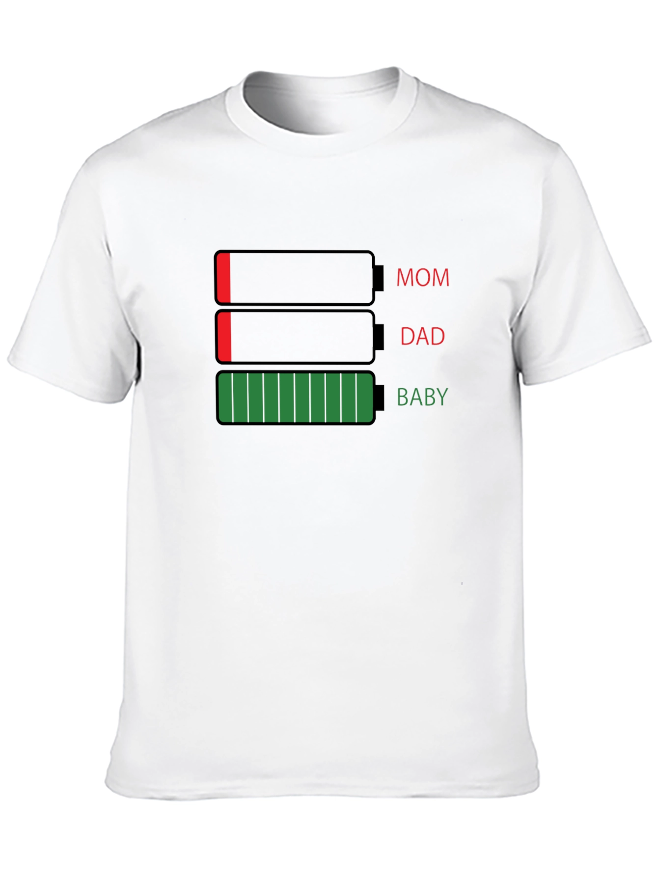 Battery Level Family T-Shirt - Mom Dad Baby
