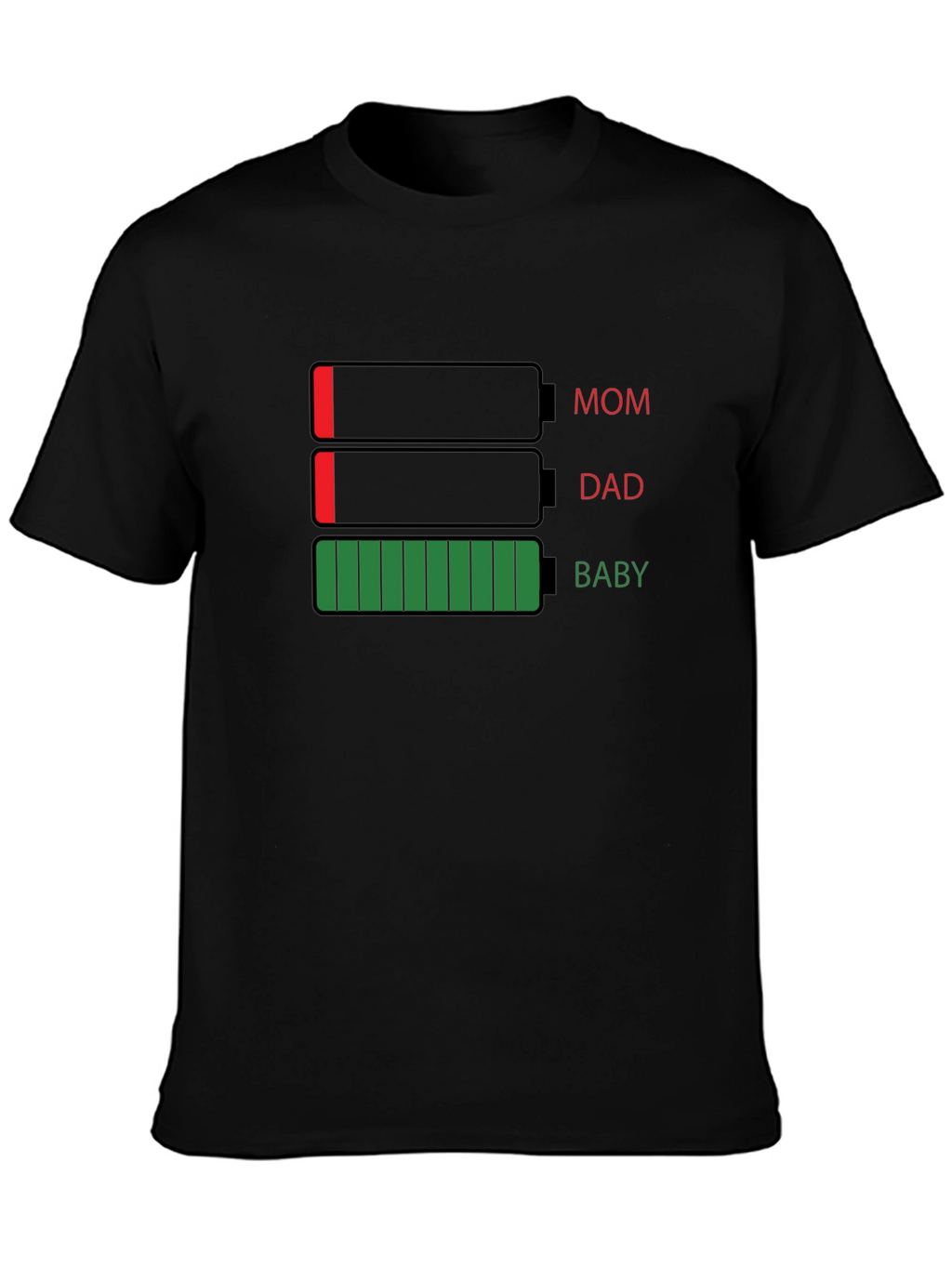Battery Level Family T-Shirt - Mom Dad Baby