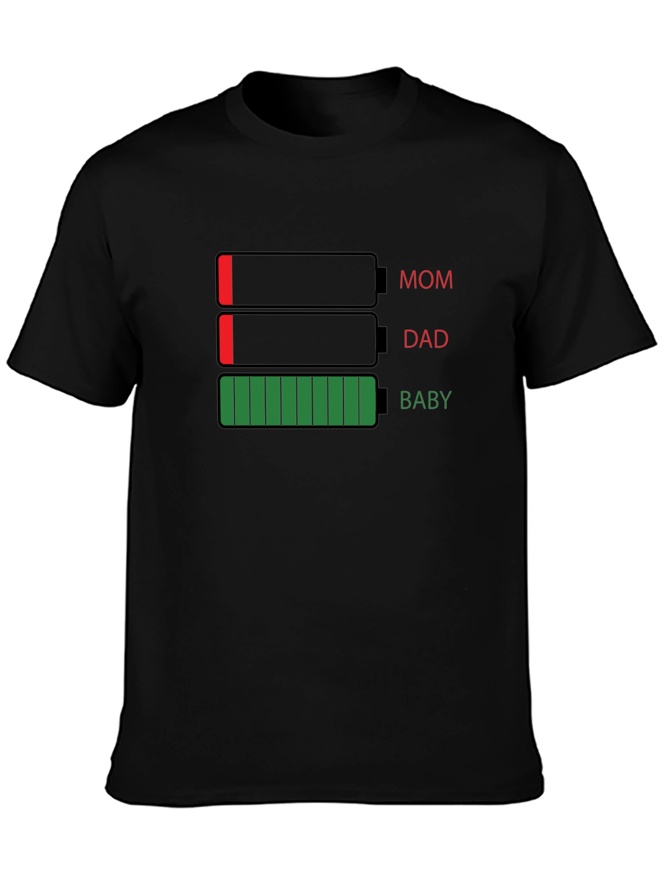 Battery Level Family T-Shirt - Mom Dad Baby