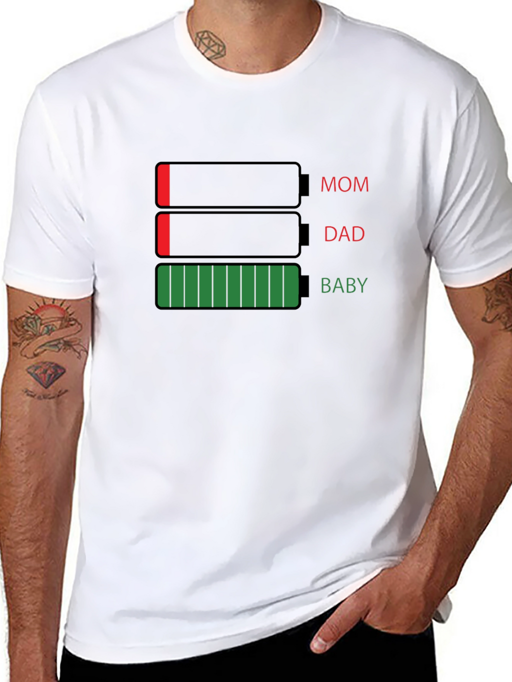 Battery Level Family T-Shirt - Mom Dad Baby