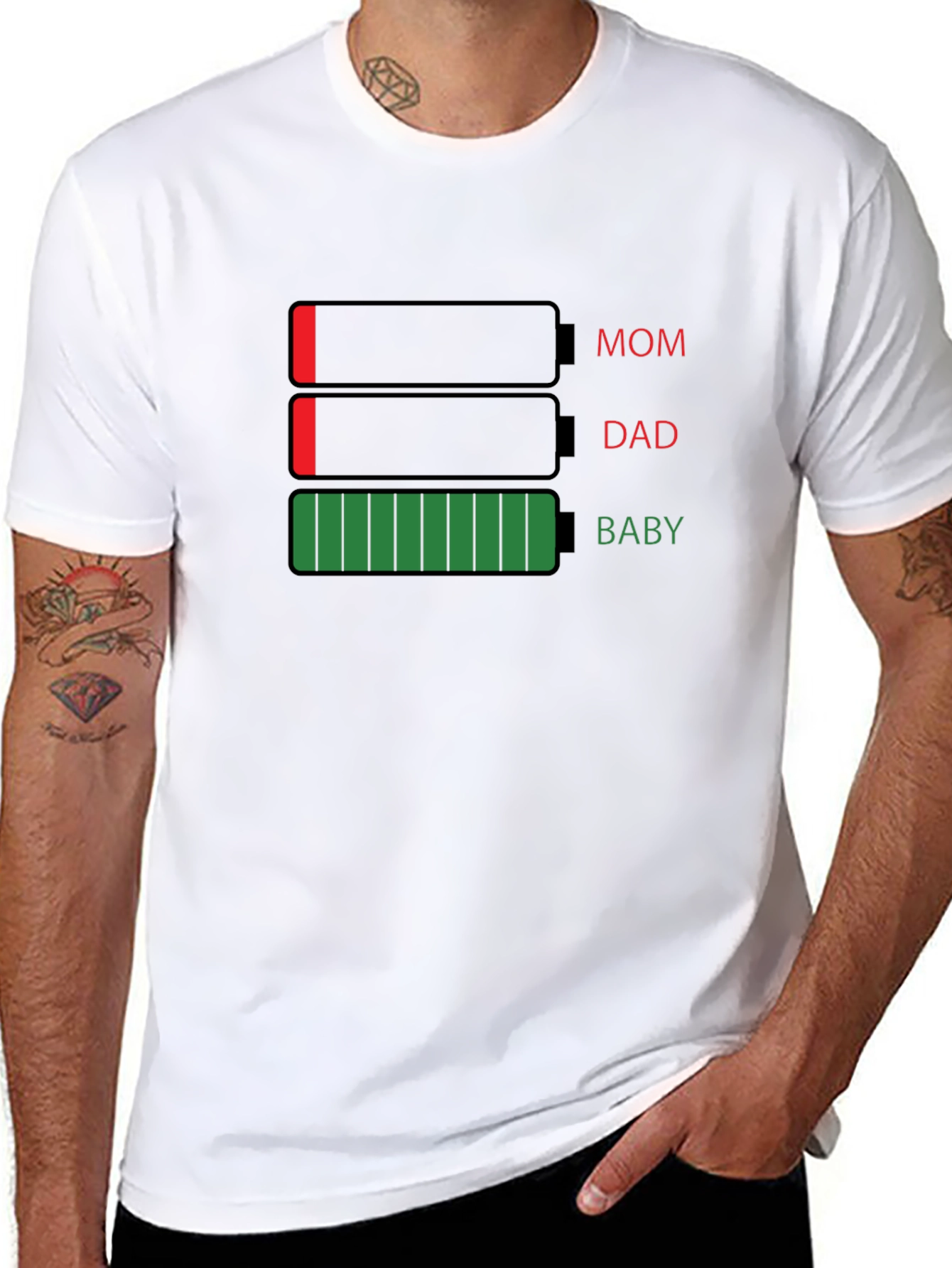 Battery Level Family T-Shirt - Mom Dad Baby