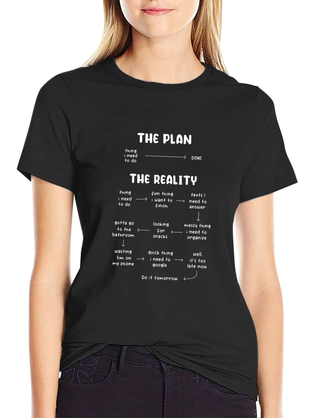 The Plan vs Reality Black Graphic Tee