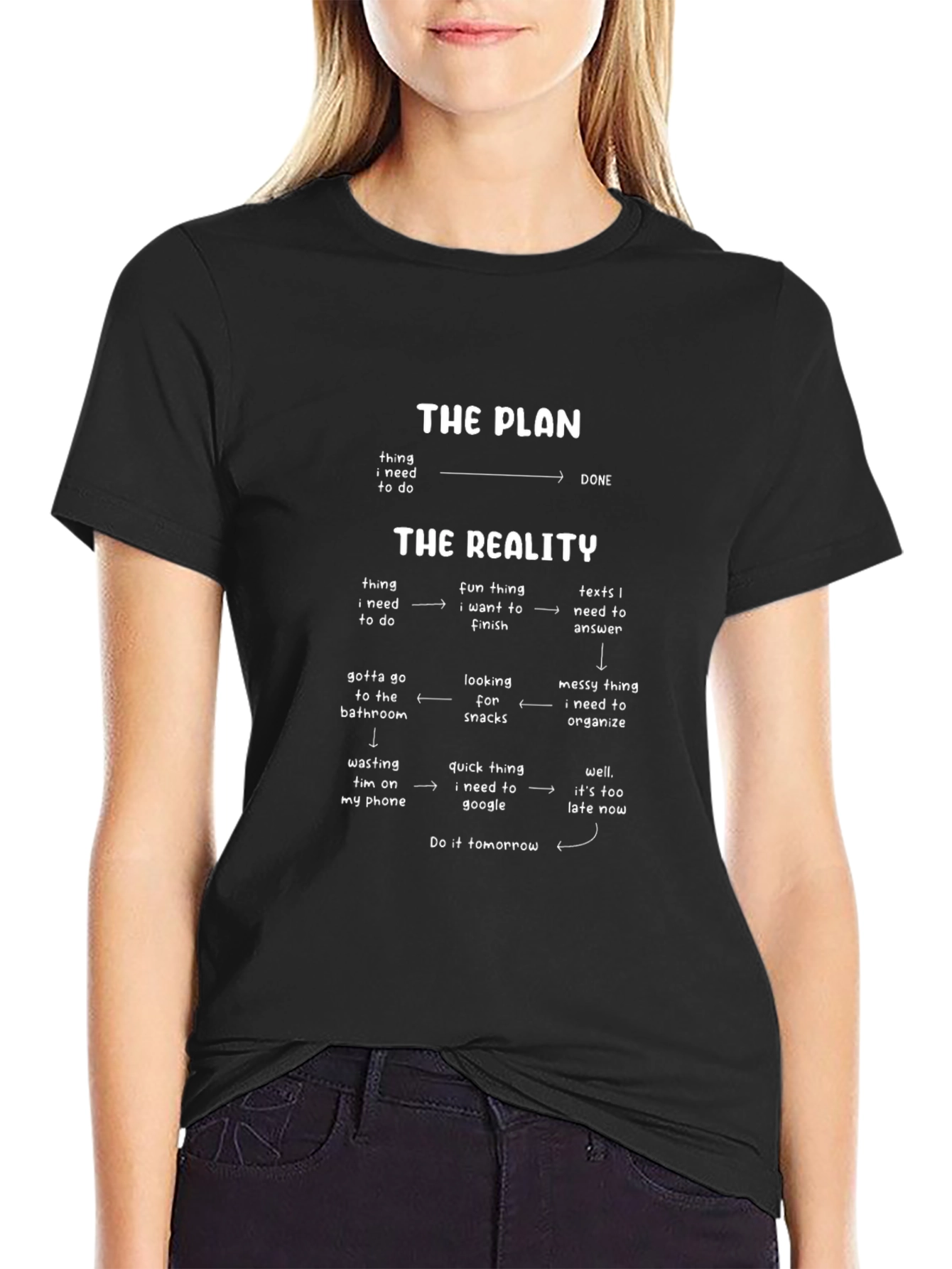 The Plan vs Reality Black Graphic Tee