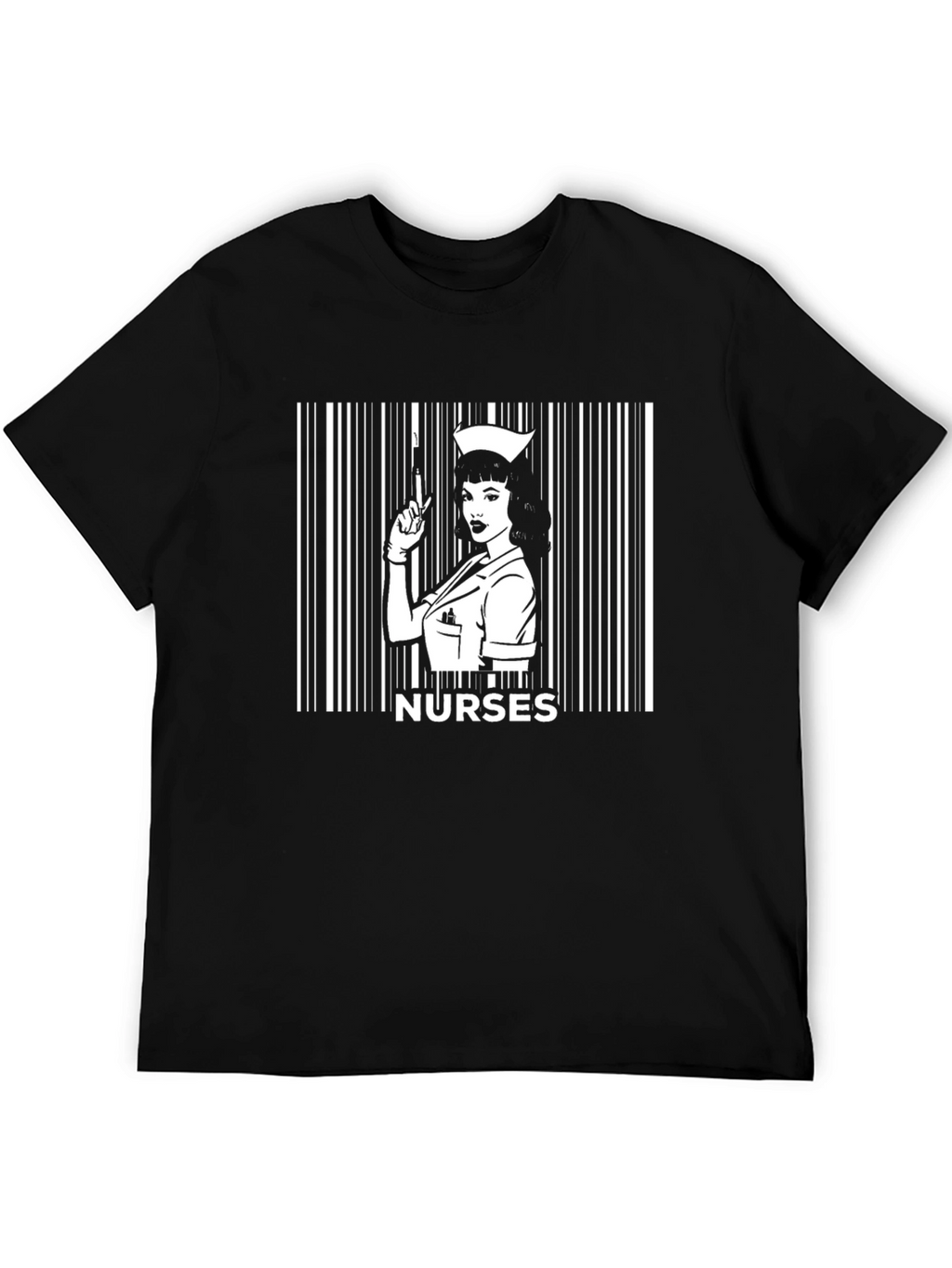 Nurses Barcode T-Shirt - Black Graphic Tee