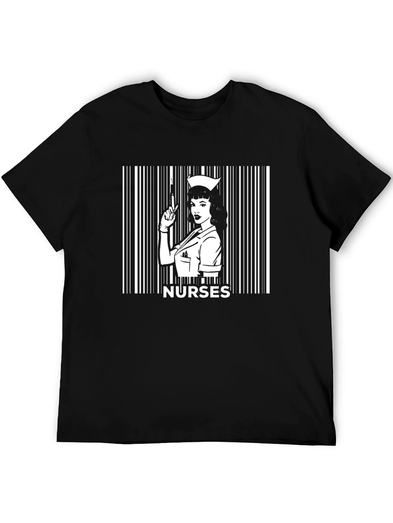 Nurses Barcode T-Shirt - Black Graphic Tee