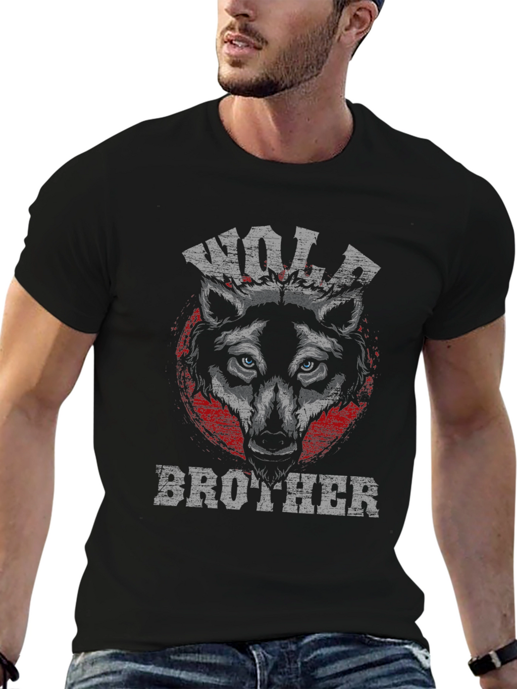 Wolf Brother Graphic T-Shirt - Black