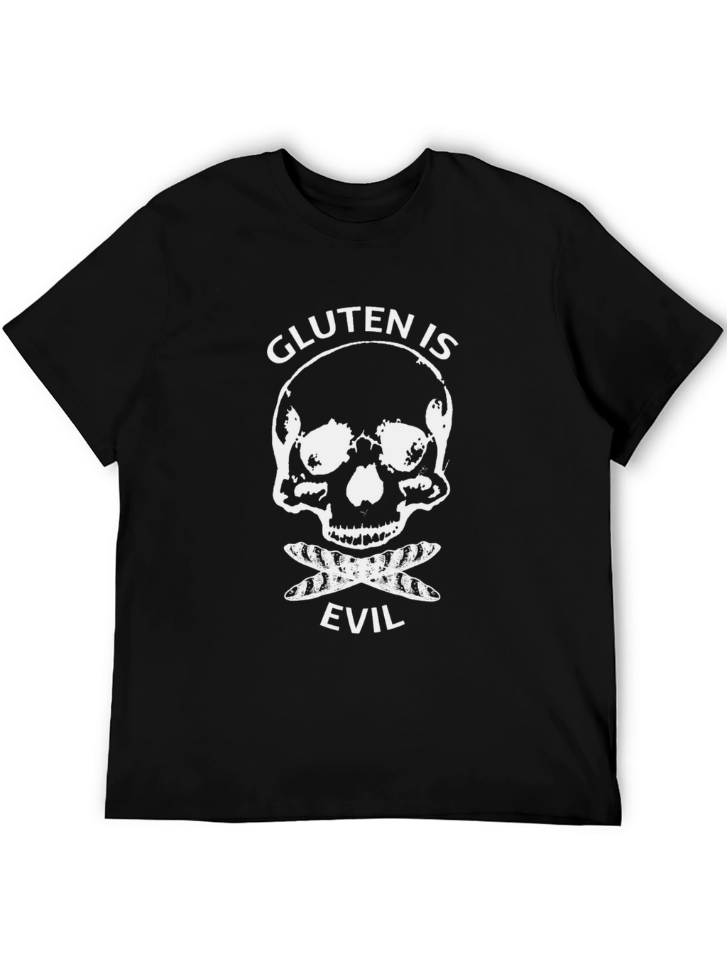 Gluten is Evil T-Shirt - Skull & Crossbones