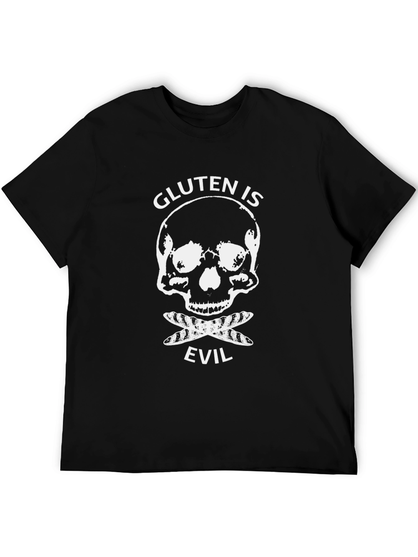 Gluten is Evil T-Shirt - Skull & Crossbones