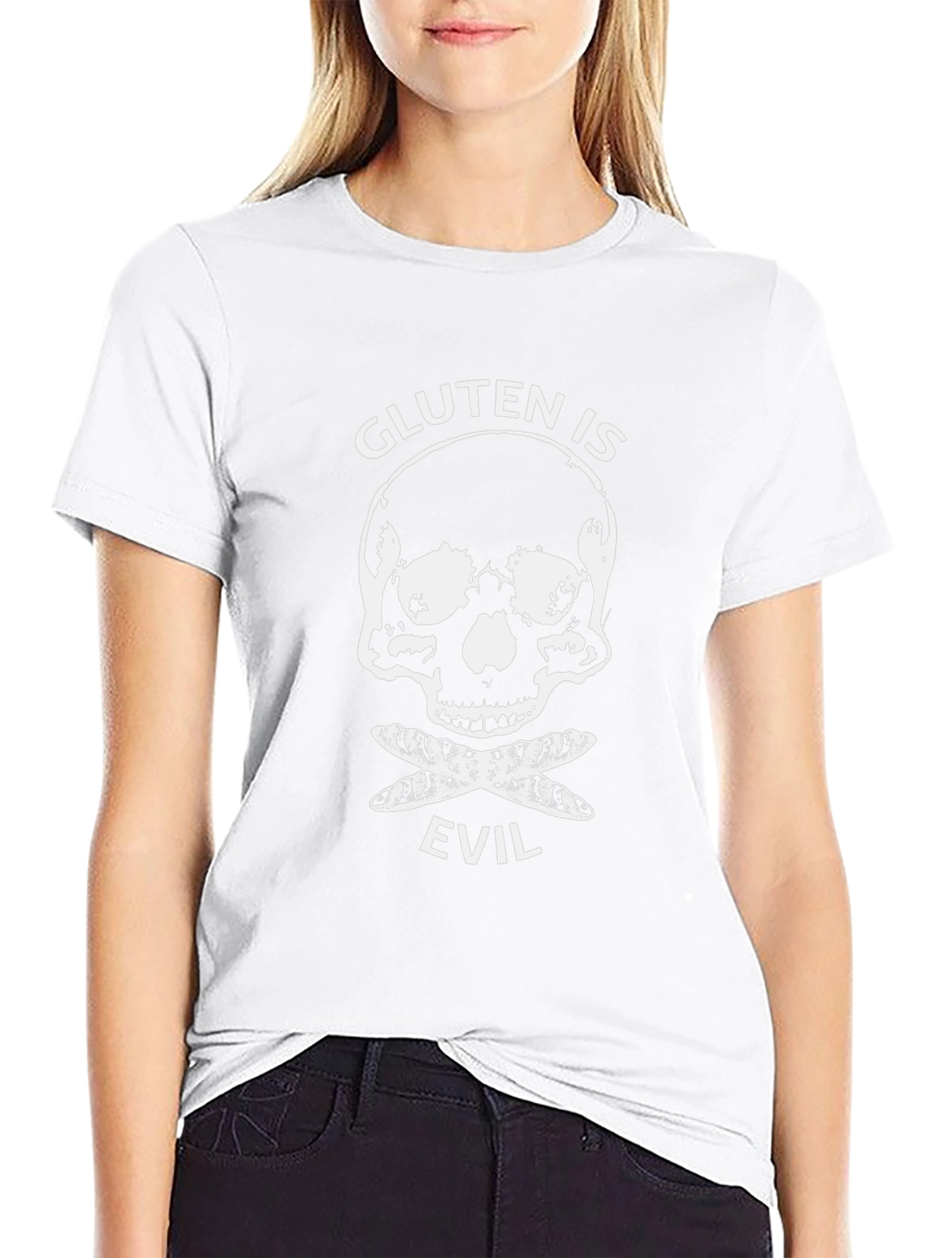 Gluten is Evil T-Shirt - Skull & Crossbones