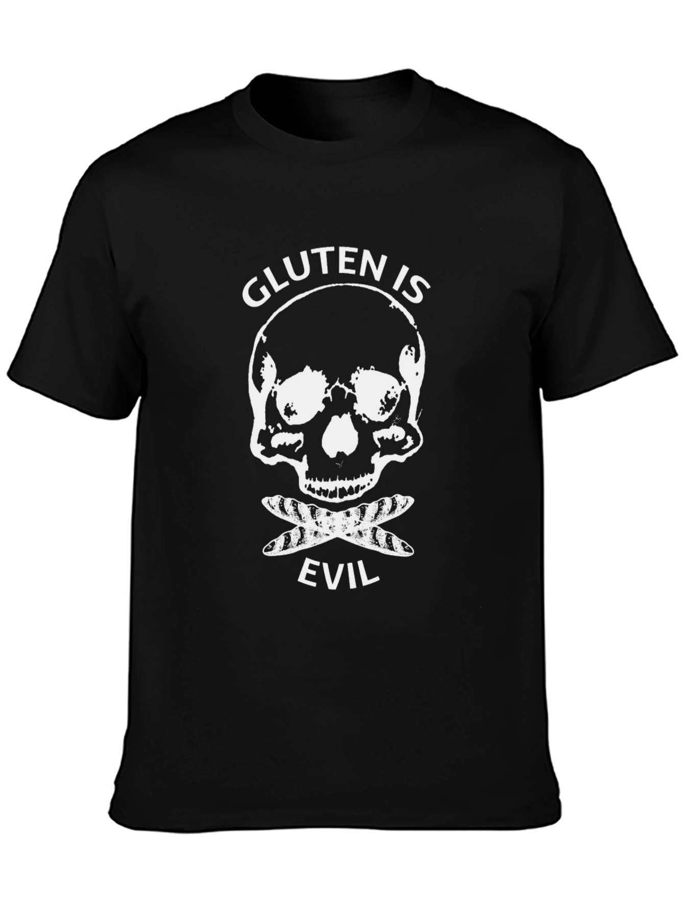 Gluten is Evil T-Shirt - Skull & Crossbones