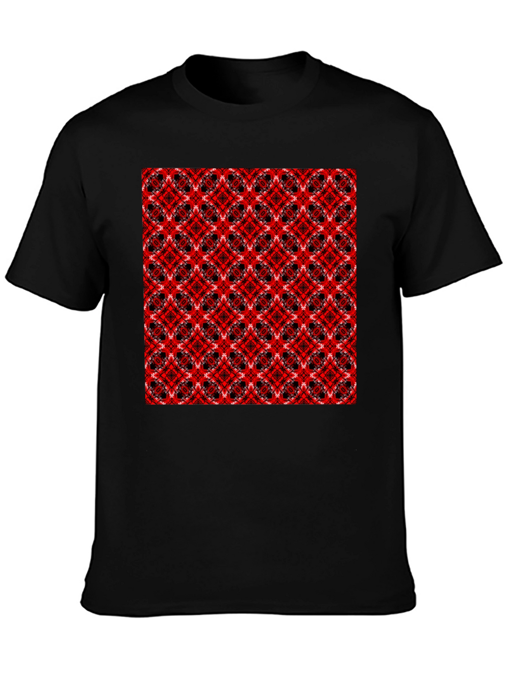 Geometric Pattern T-Shirt - Red & Black Design