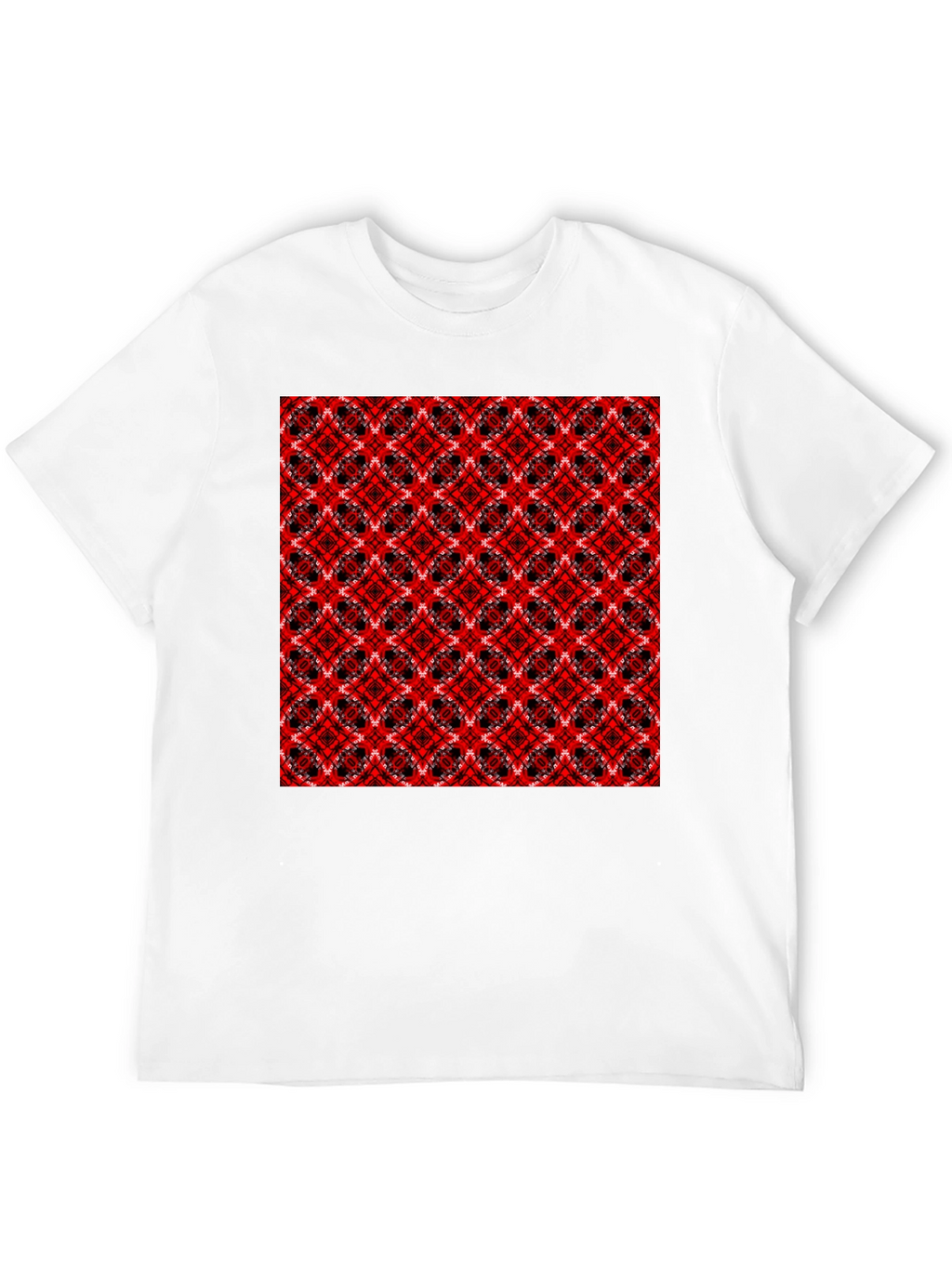 Geometric Pattern T-Shirt - Red & Black Design