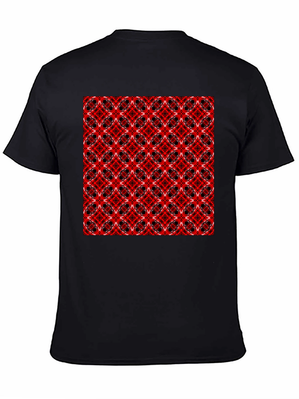 Geometric Pattern T-Shirt - Red & Black Design