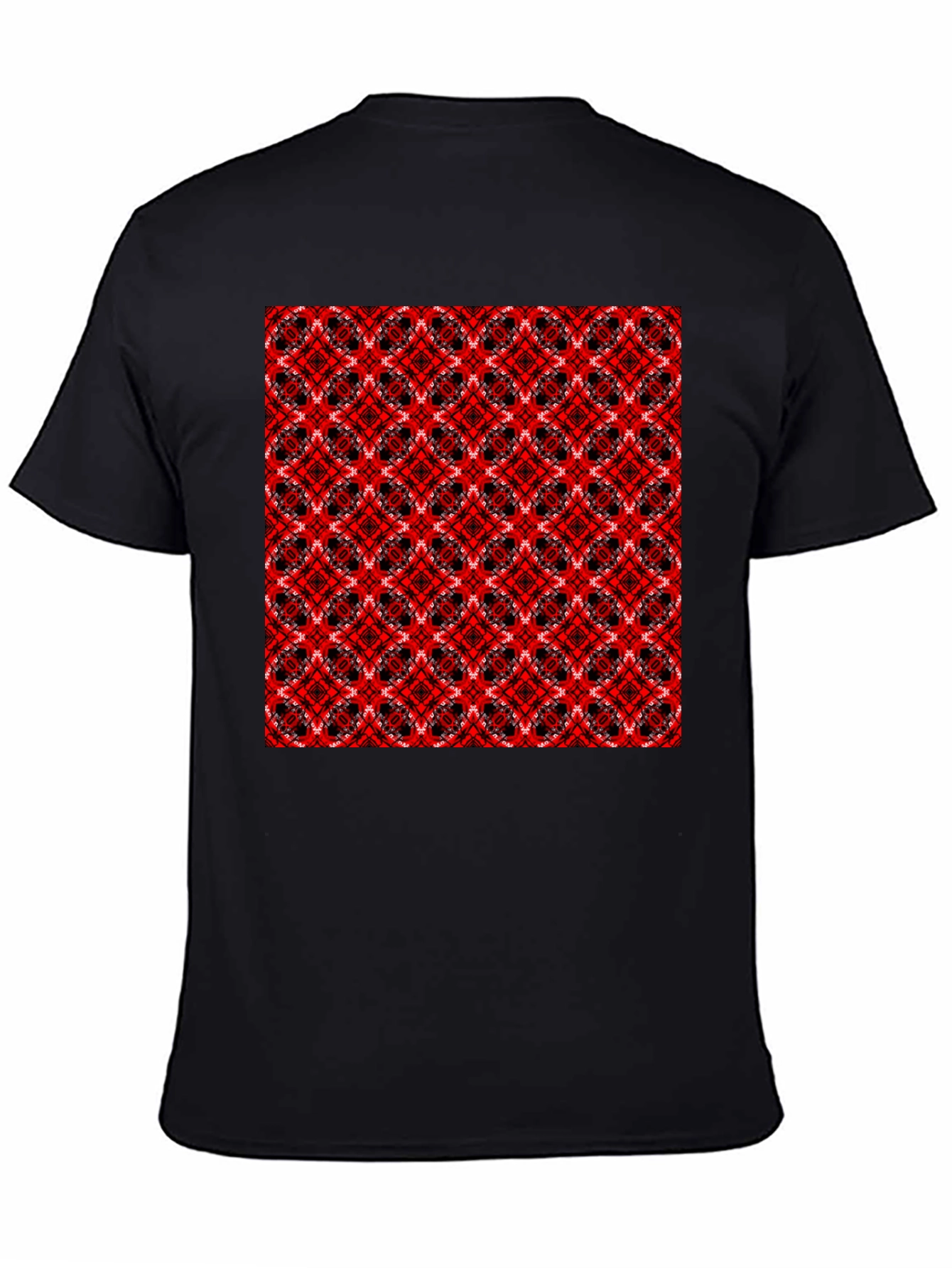 Geometric Pattern T-Shirt - Red & Black Design
