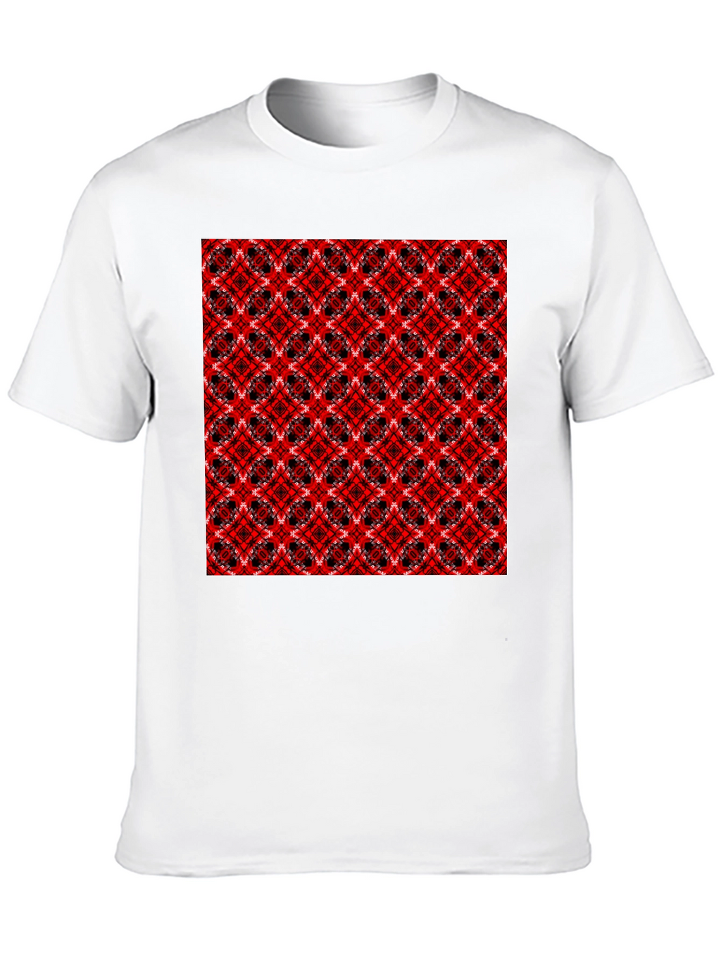 Geometric Pattern T-Shirt - Red & Black Design
