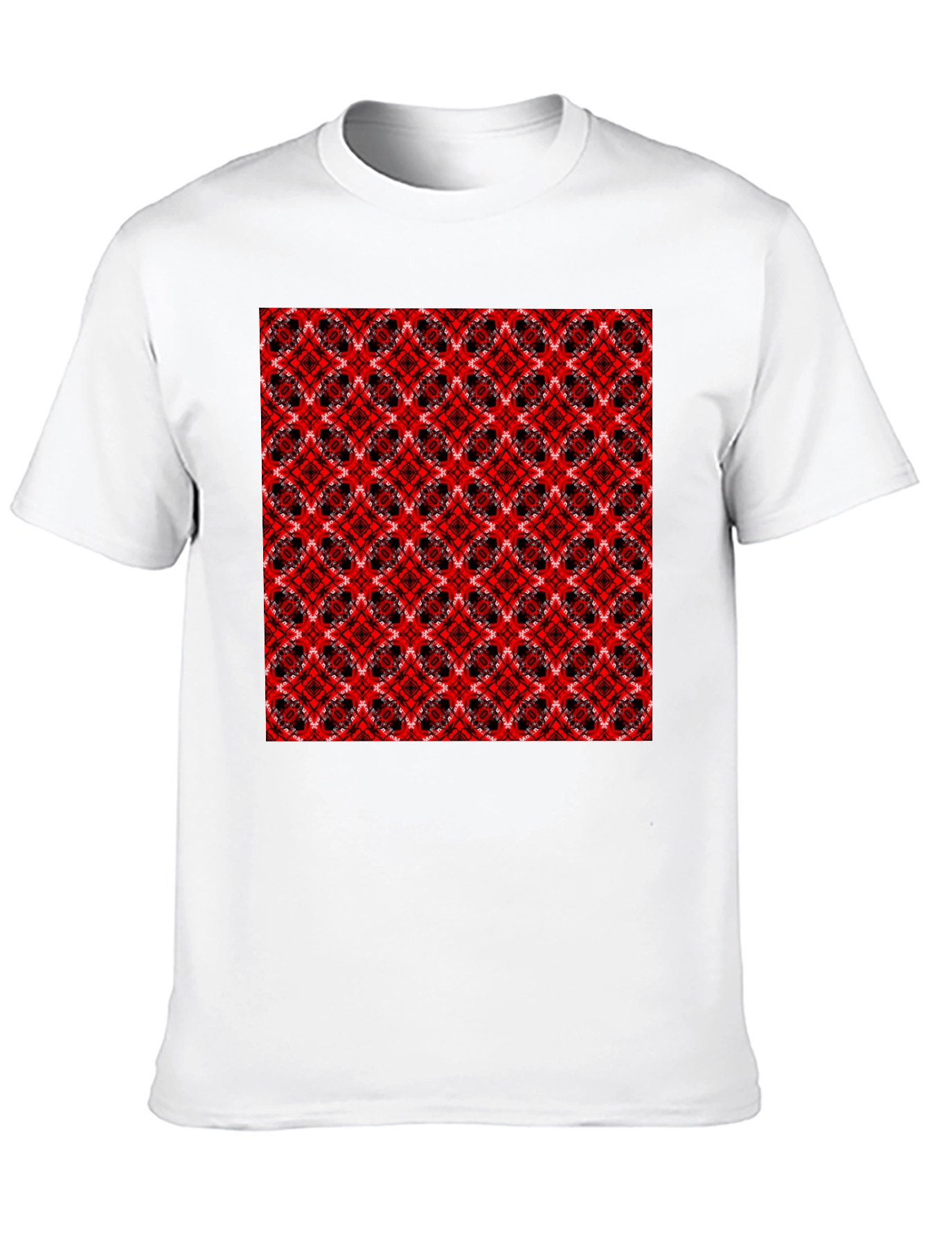 Geometric Pattern T-Shirt - Red & Black Design