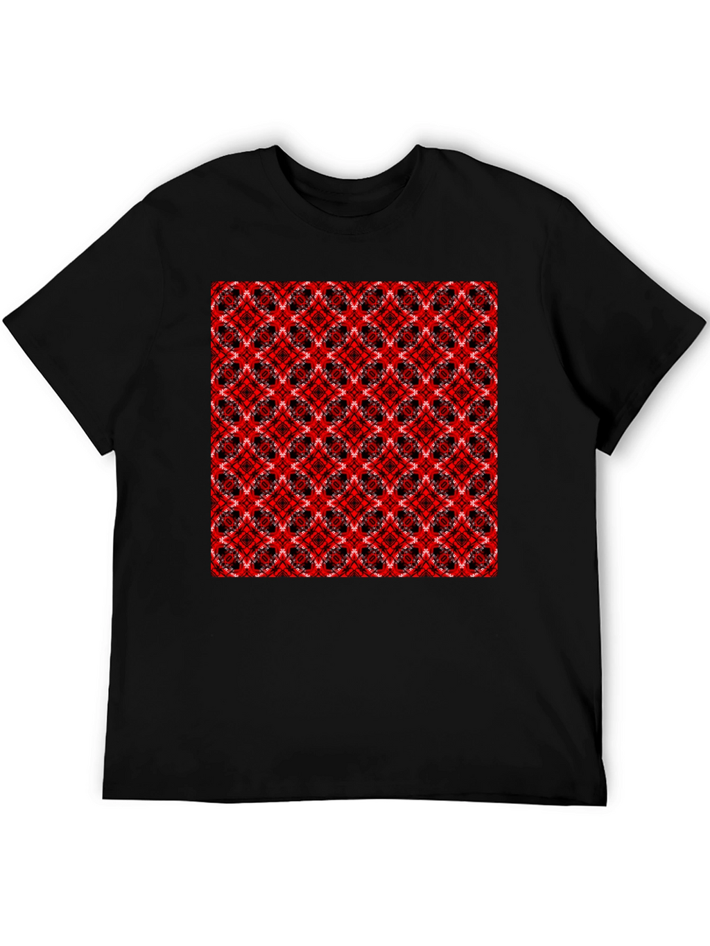 Geometric Pattern T-Shirt - Red & Black Design