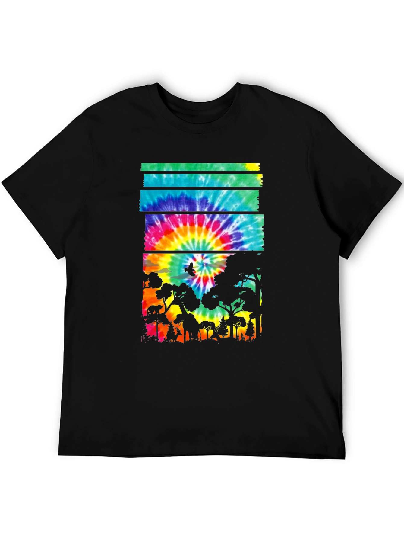Tie Dye Forest Graphic Tee - Black