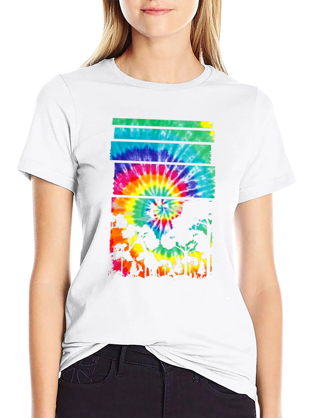 Tie Dye Forest Graphic Tee - Black