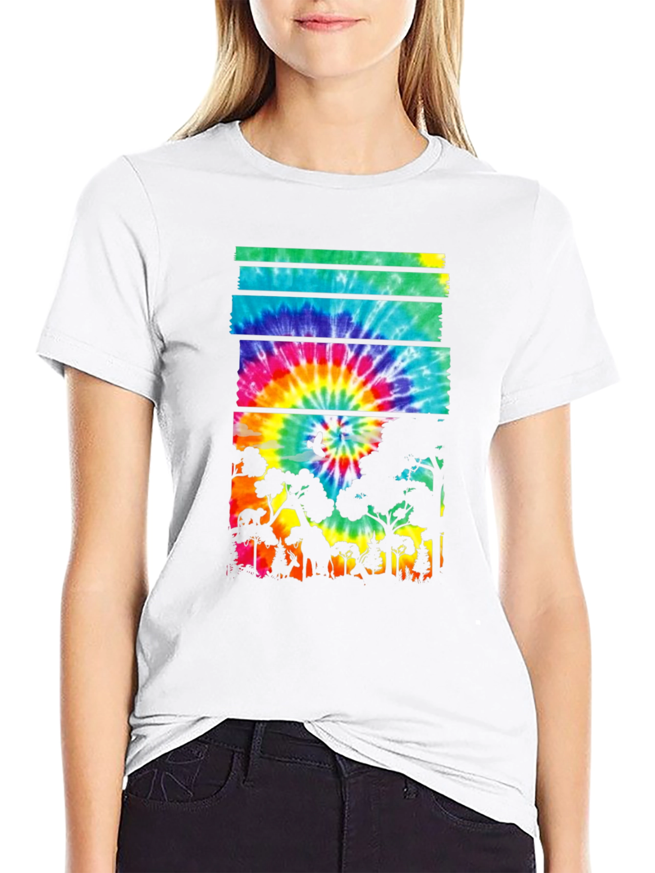 Tie Dye Forest Graphic Tee - Black