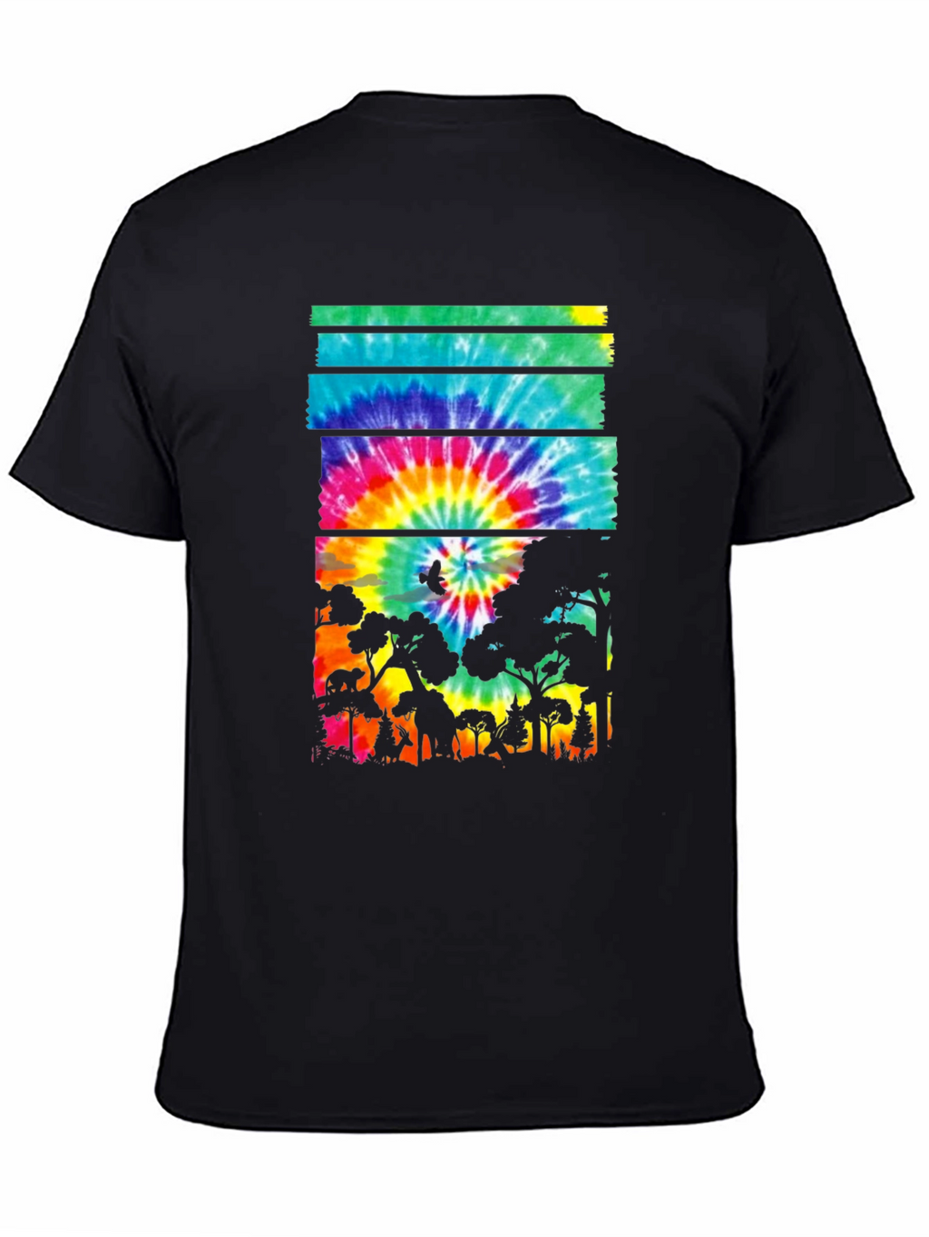 Tie Dye Forest Graphic Tee - Black