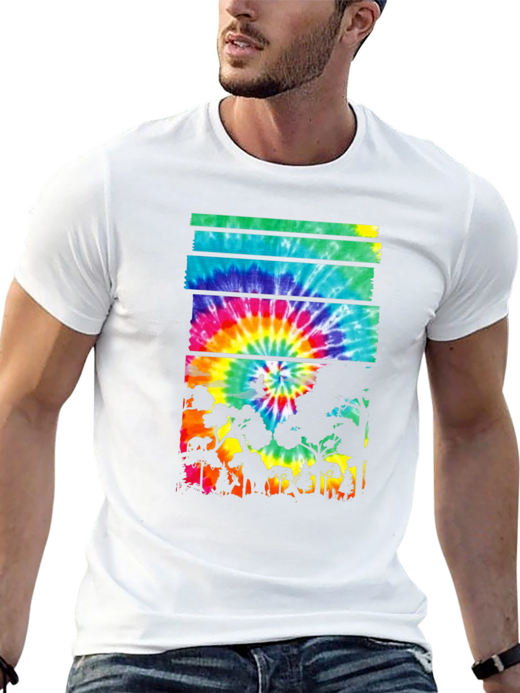 Tie Dye Forest Graphic Tee - Black