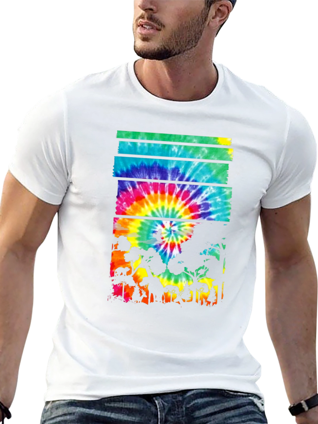 Tie Dye Forest Graphic Tee - Black