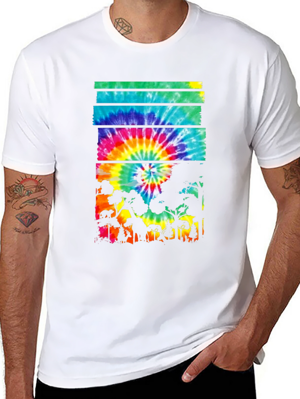 Tie Dye Forest Graphic Tee - Black