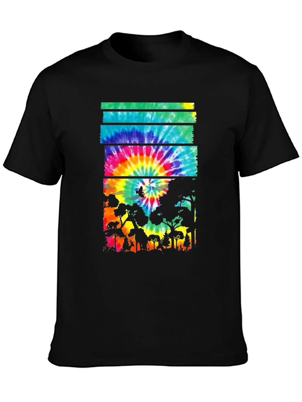 Tie Dye Forest Graphic Tee - Black