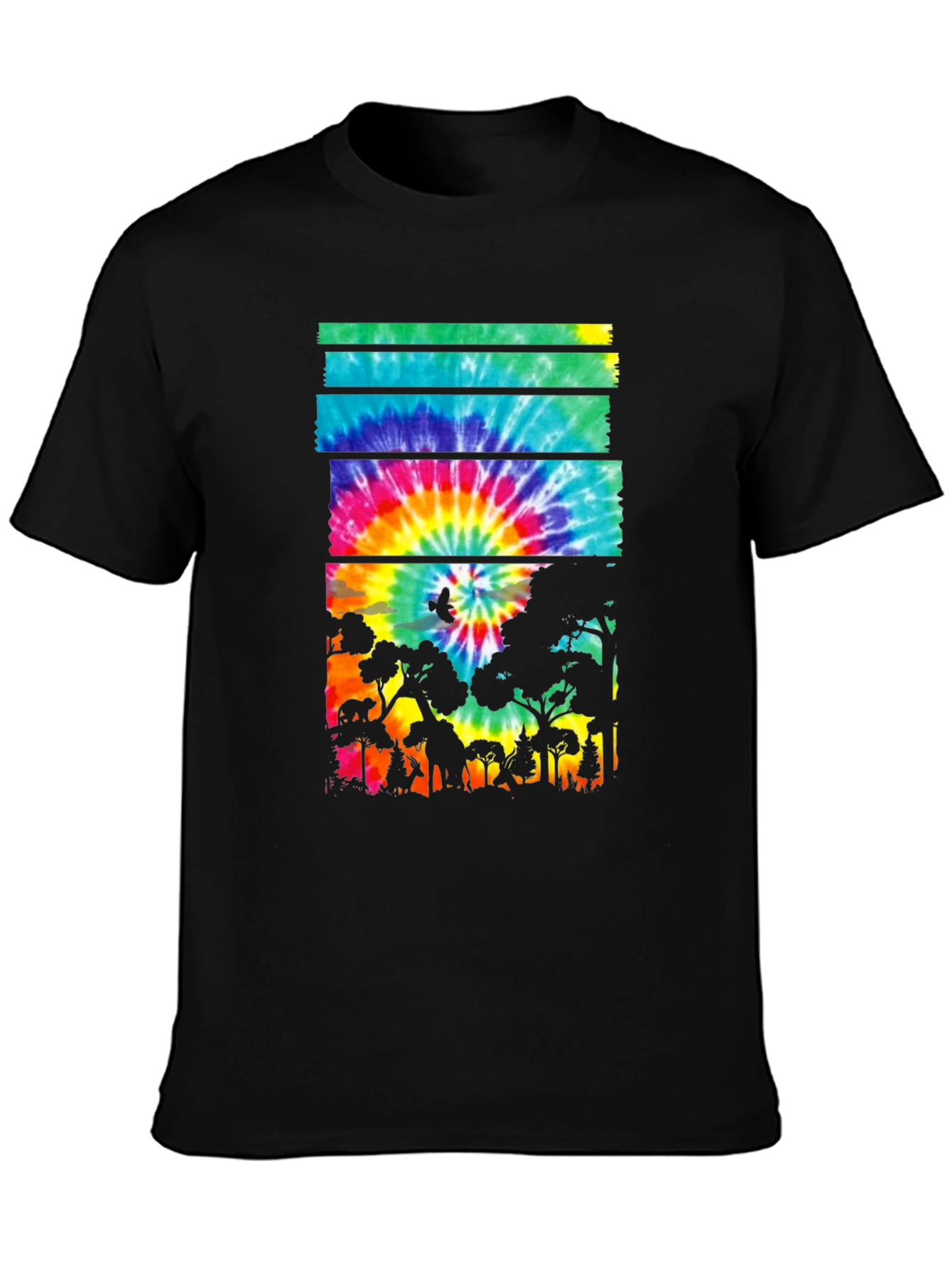 Tie Dye Forest Graphic Tee - Black