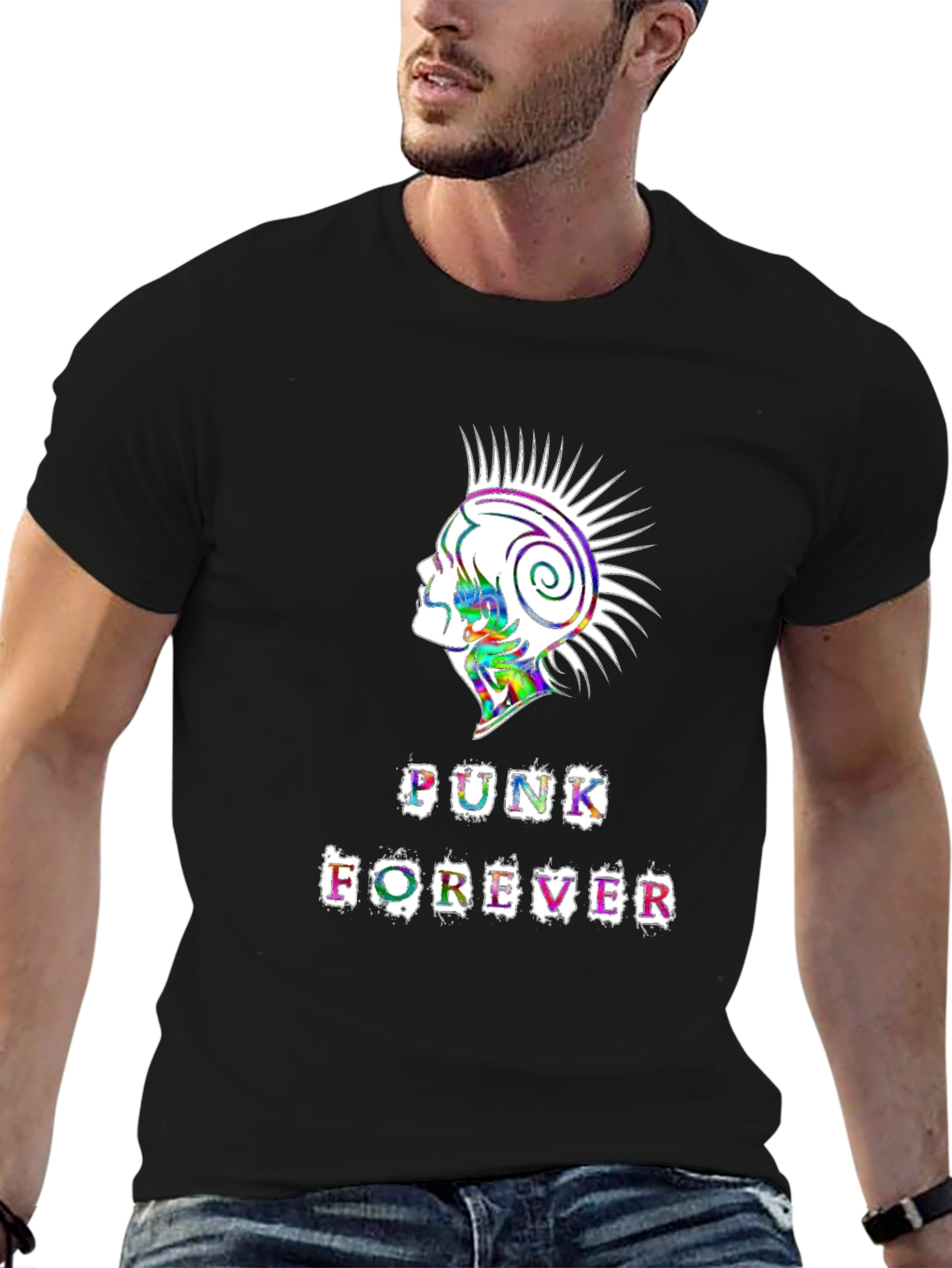 Punk Forever Graphic Tee - Black Cotton T-Shirt