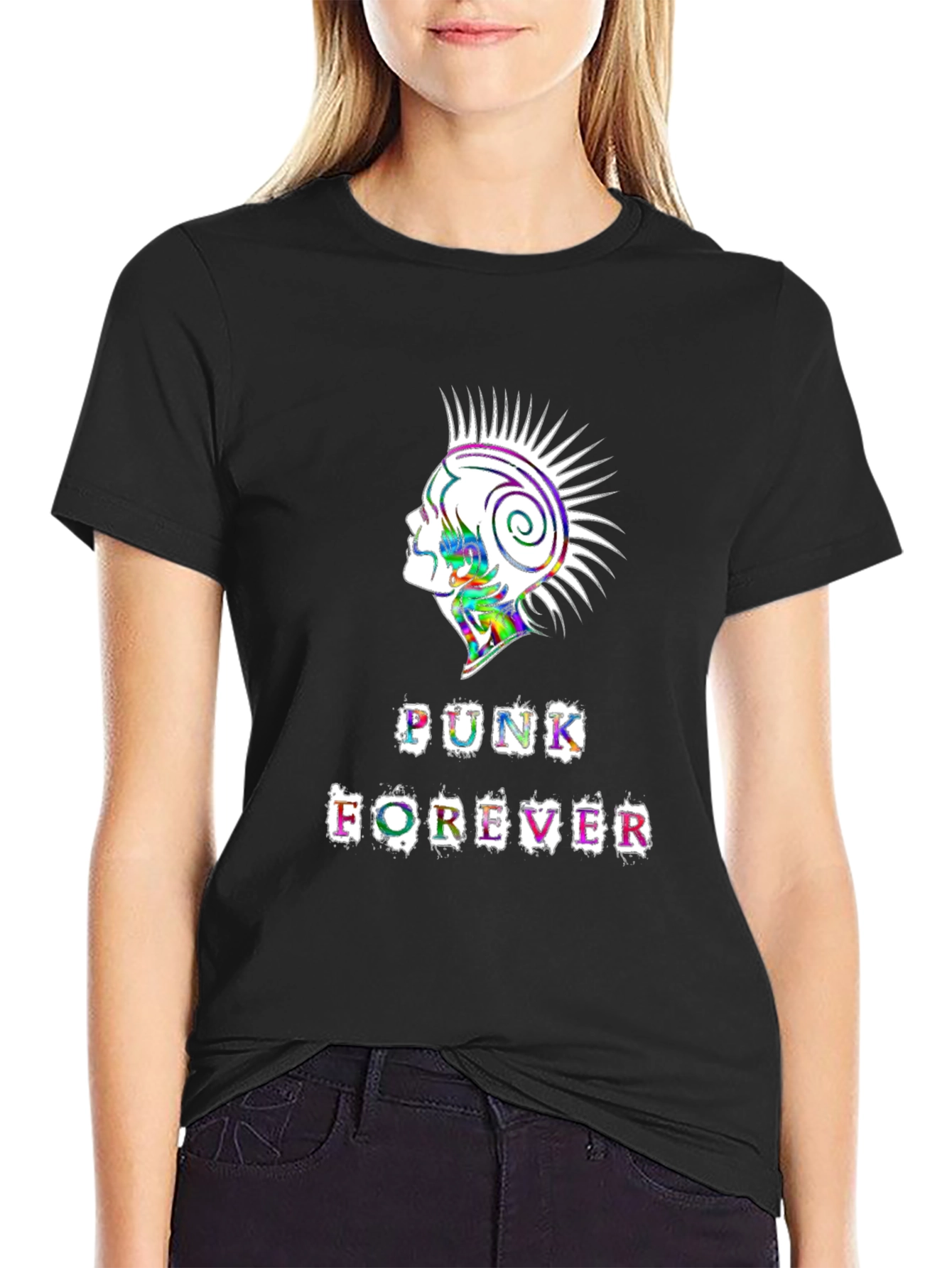 Punk Forever Graphic Tee - Black Cotton T-Shirt