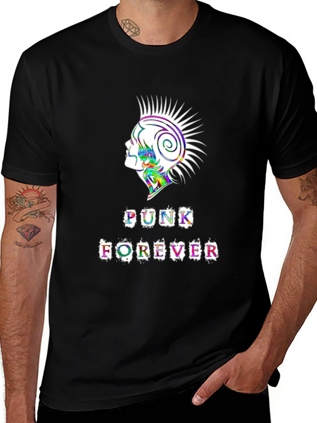 Punk Forever Graphic Tee - Black Cotton T-Shirt