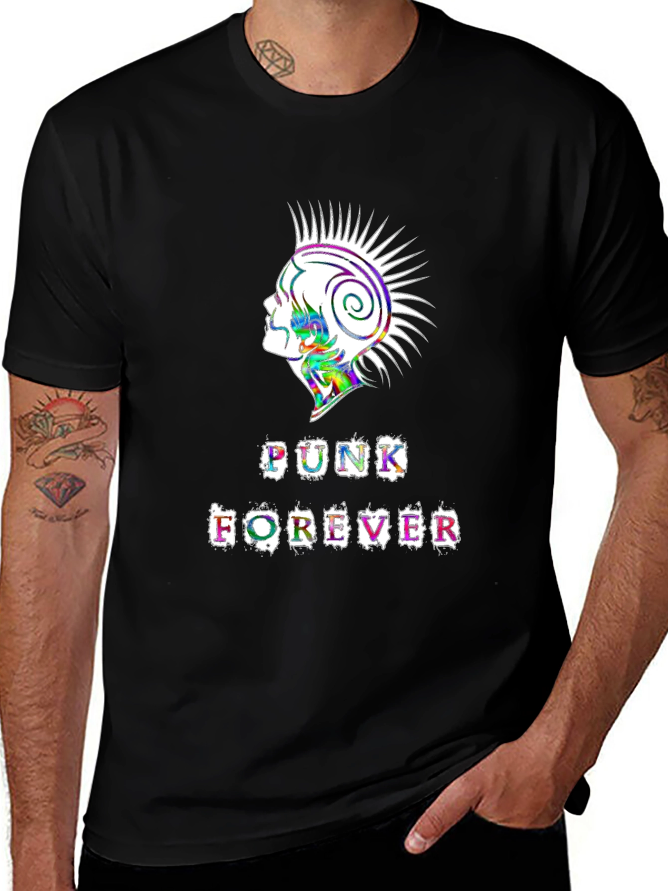 Punk Forever Graphic Tee - Black Cotton T-Shirt