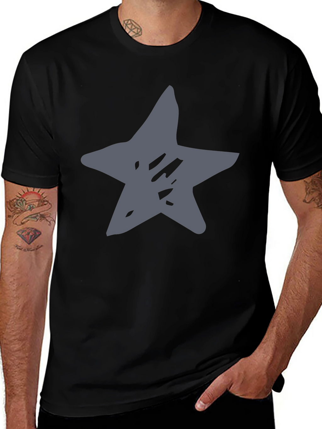 Star Graphic Black T-Shirt Casual Wear