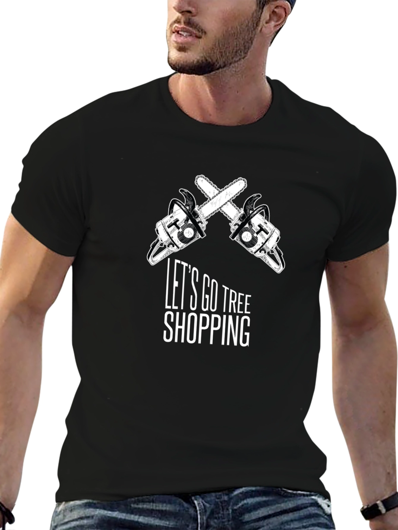 Lets Go Tree Shopping Graphic T-Shirt