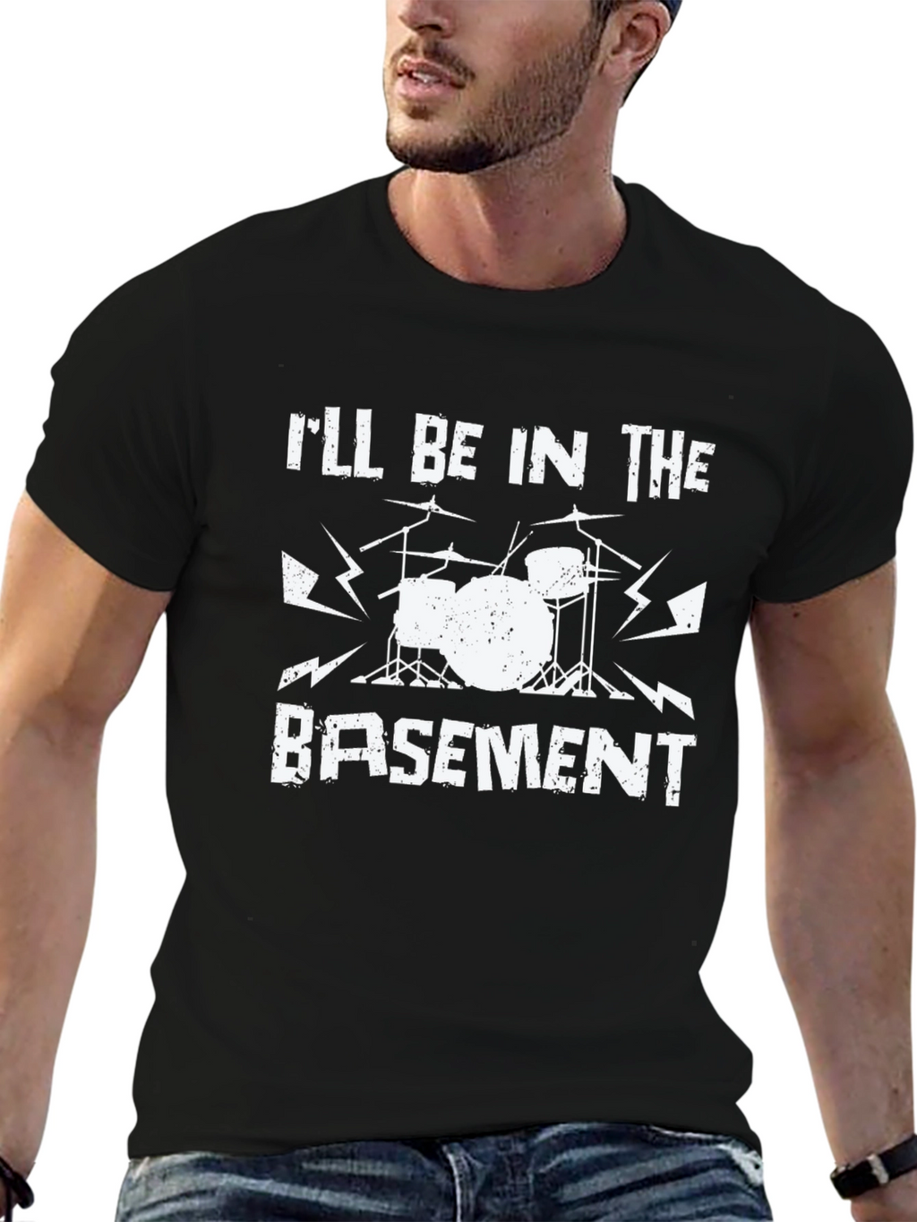 Ill Be in the Basement Drum Set Black T-Shirt