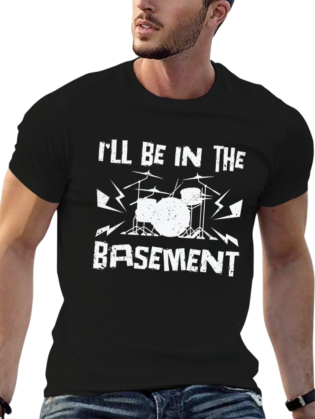 Ill Be in the Basement Drum Set Black T-Shirt