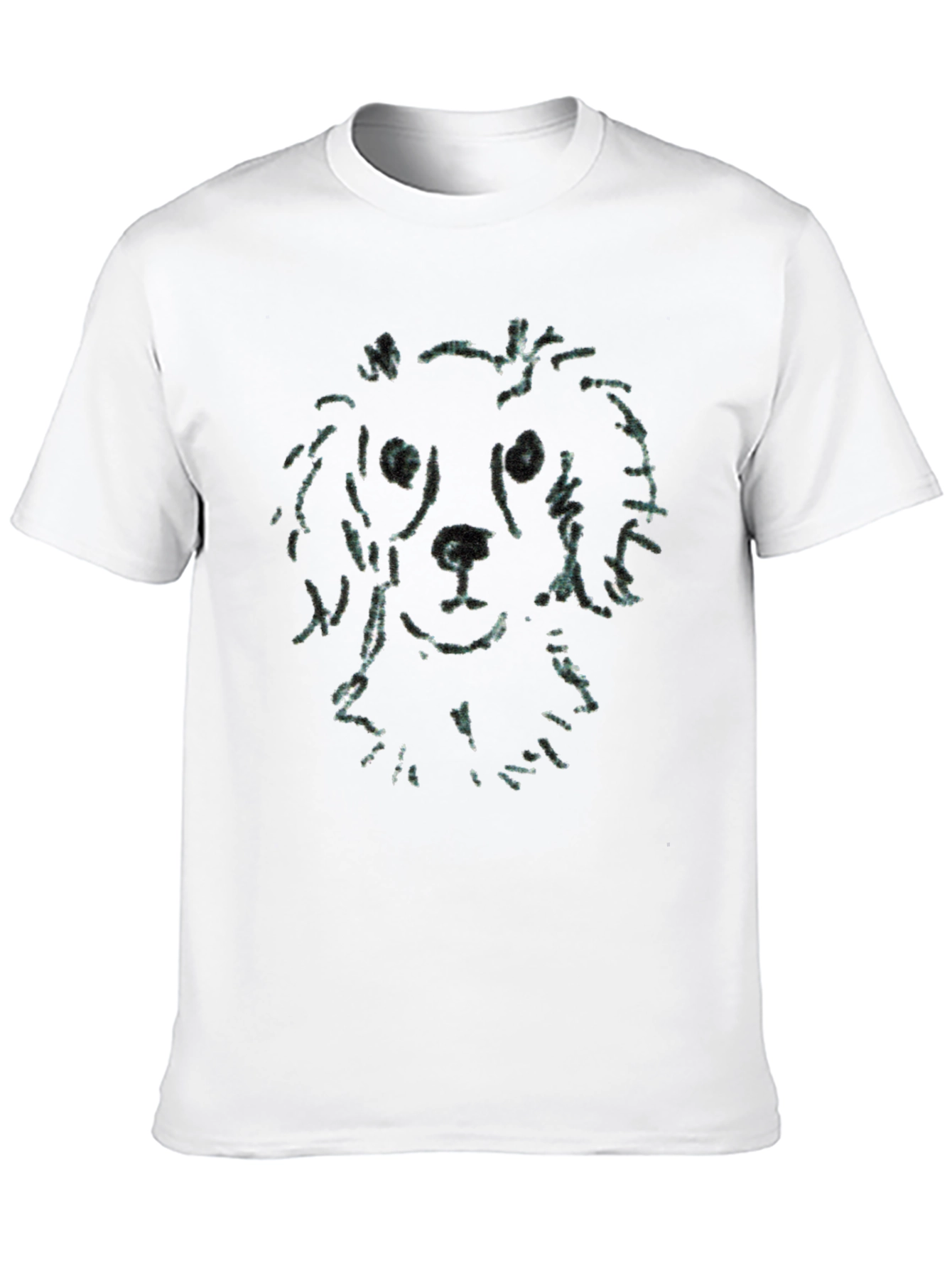 Dog Sketch Tee - Soft Black Cotton T-Shirt