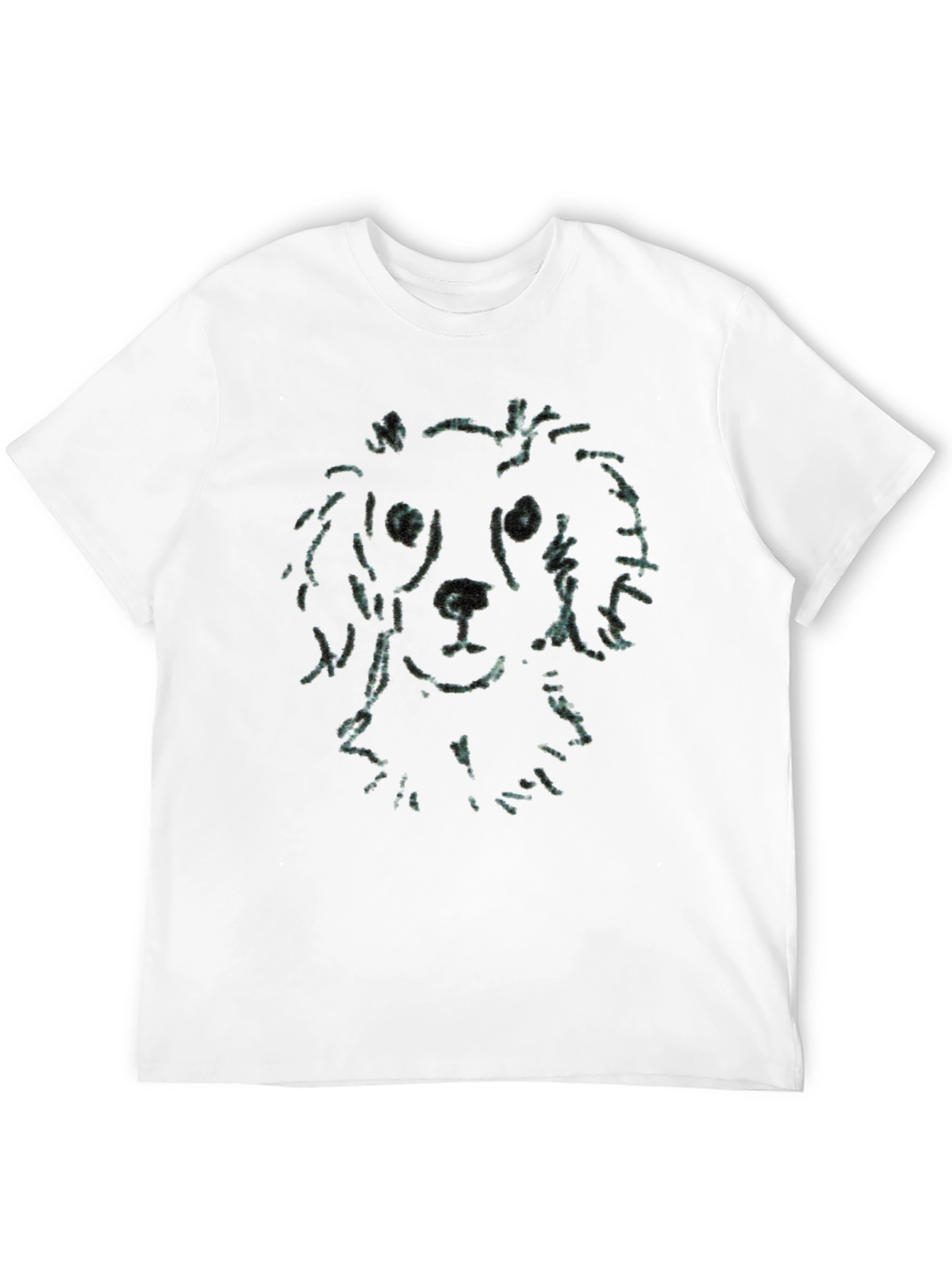 Dog Sketch Tee - Soft Black Cotton T-Shirt