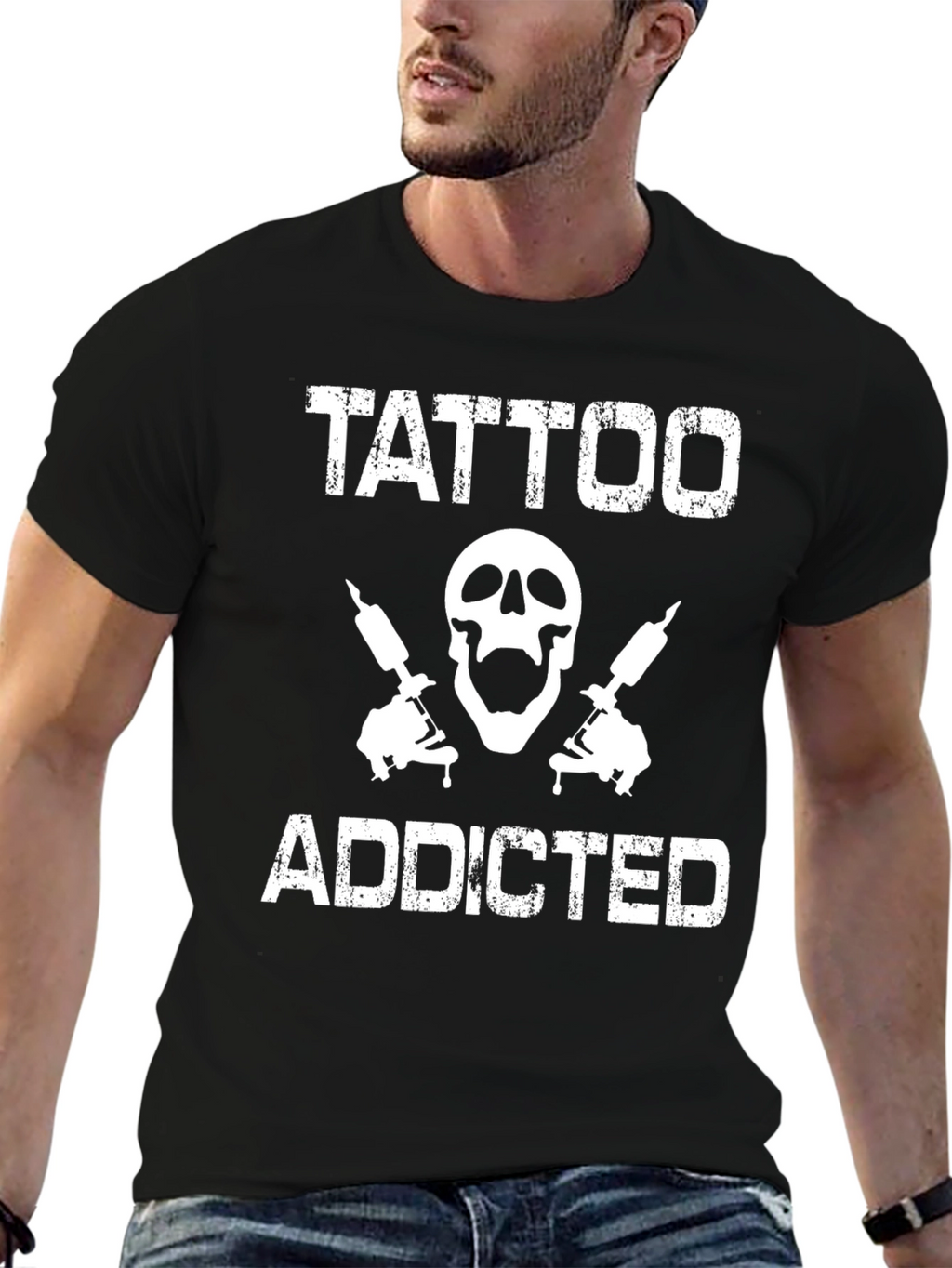 Tattoo Addicted T-Shirt - Skull & Tattoo Guns