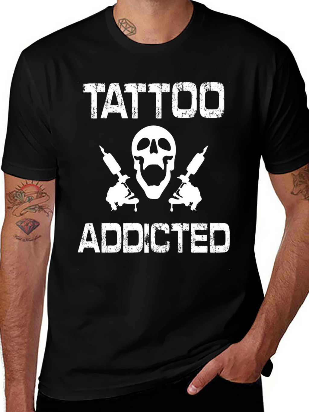 Tattoo Addicted T-Shirt - Skull & Tattoo Guns