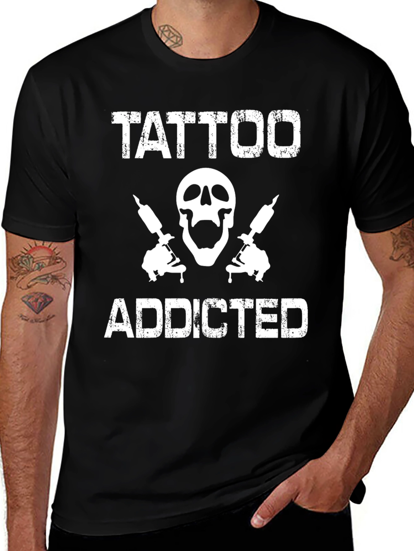 Tattoo Addicted T-Shirt - Skull & Tattoo Guns