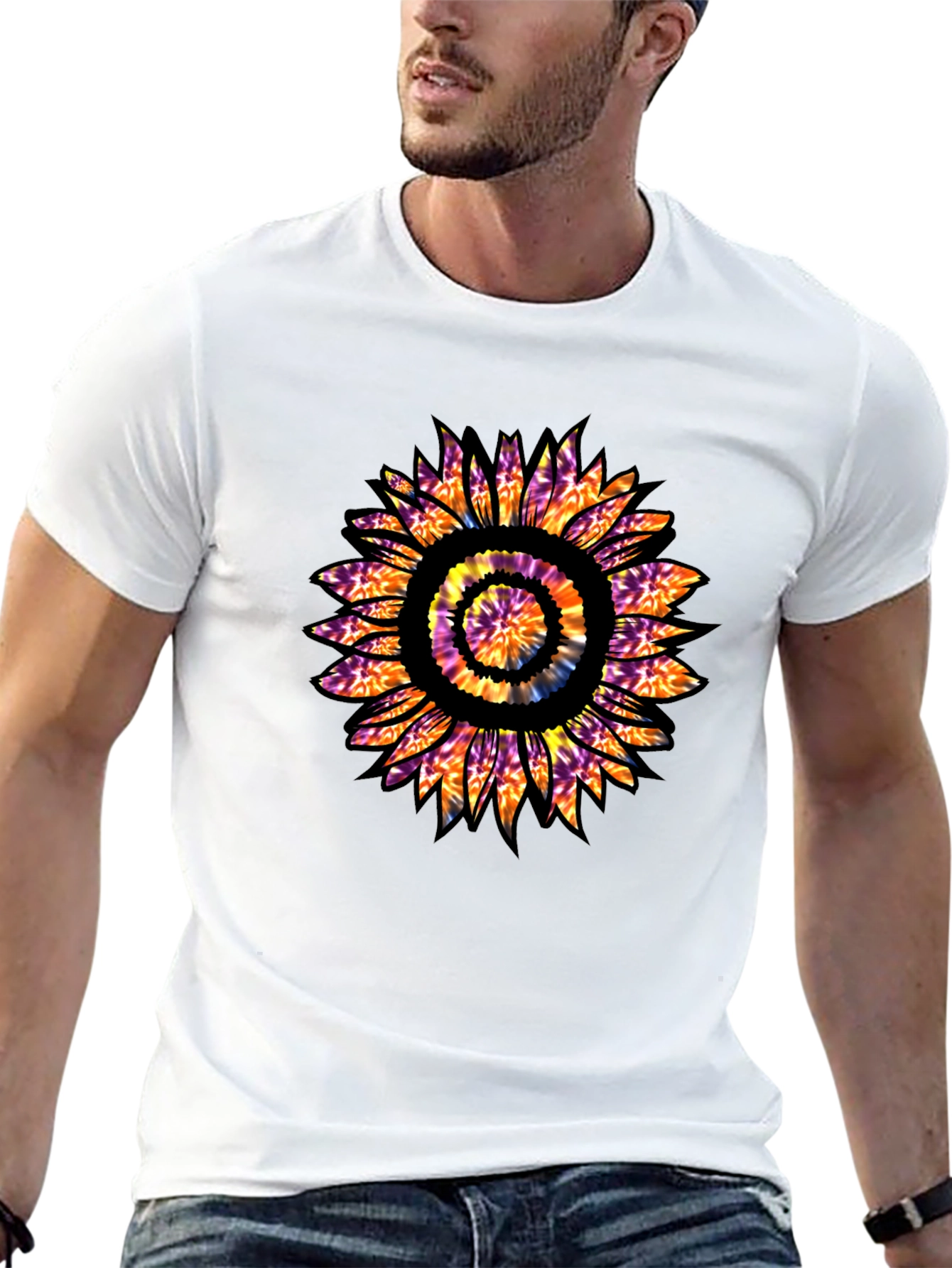 Tie Dye Sunflower Graphic T-Shirt