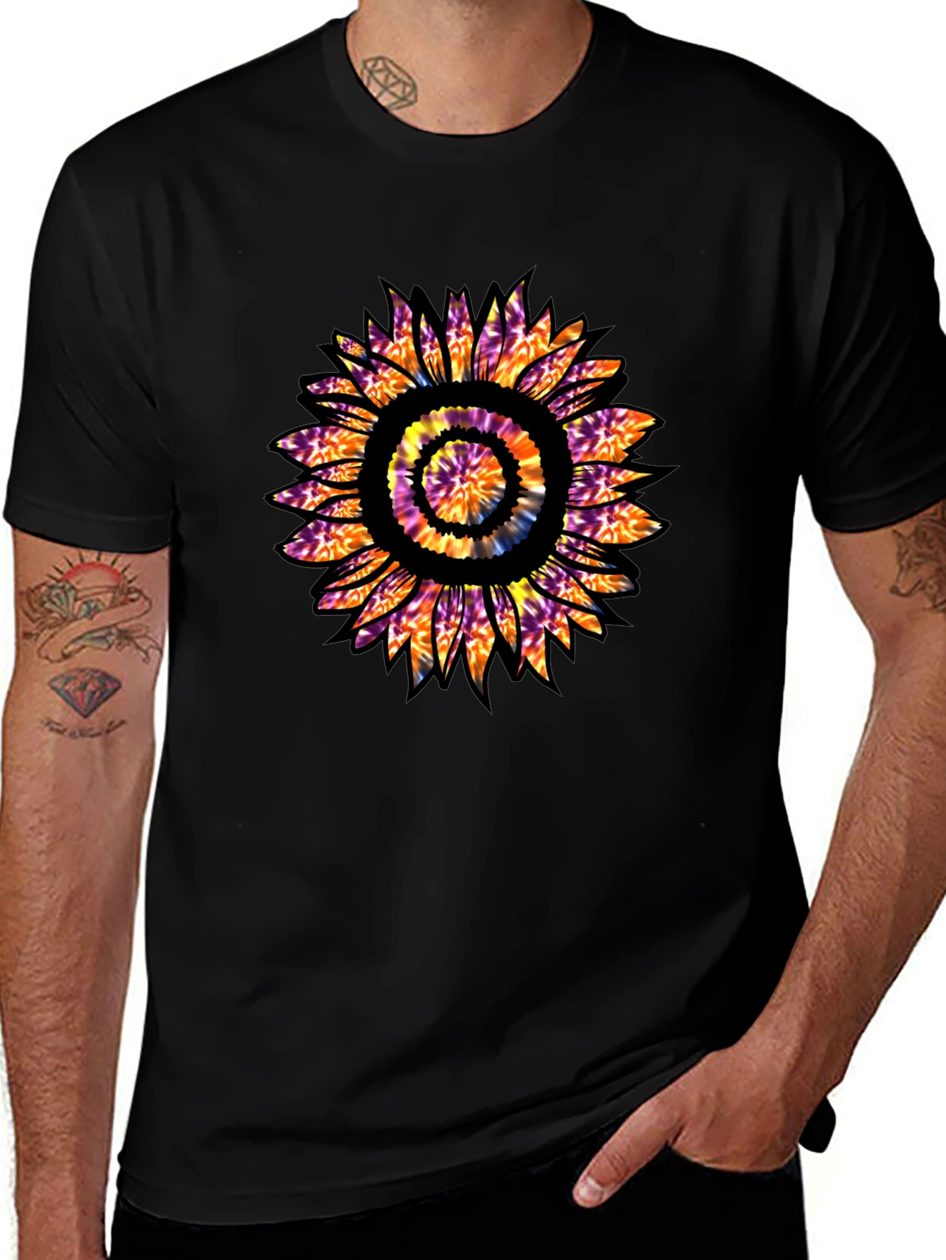 Tie Dye Sunflower Graphic T-Shirt