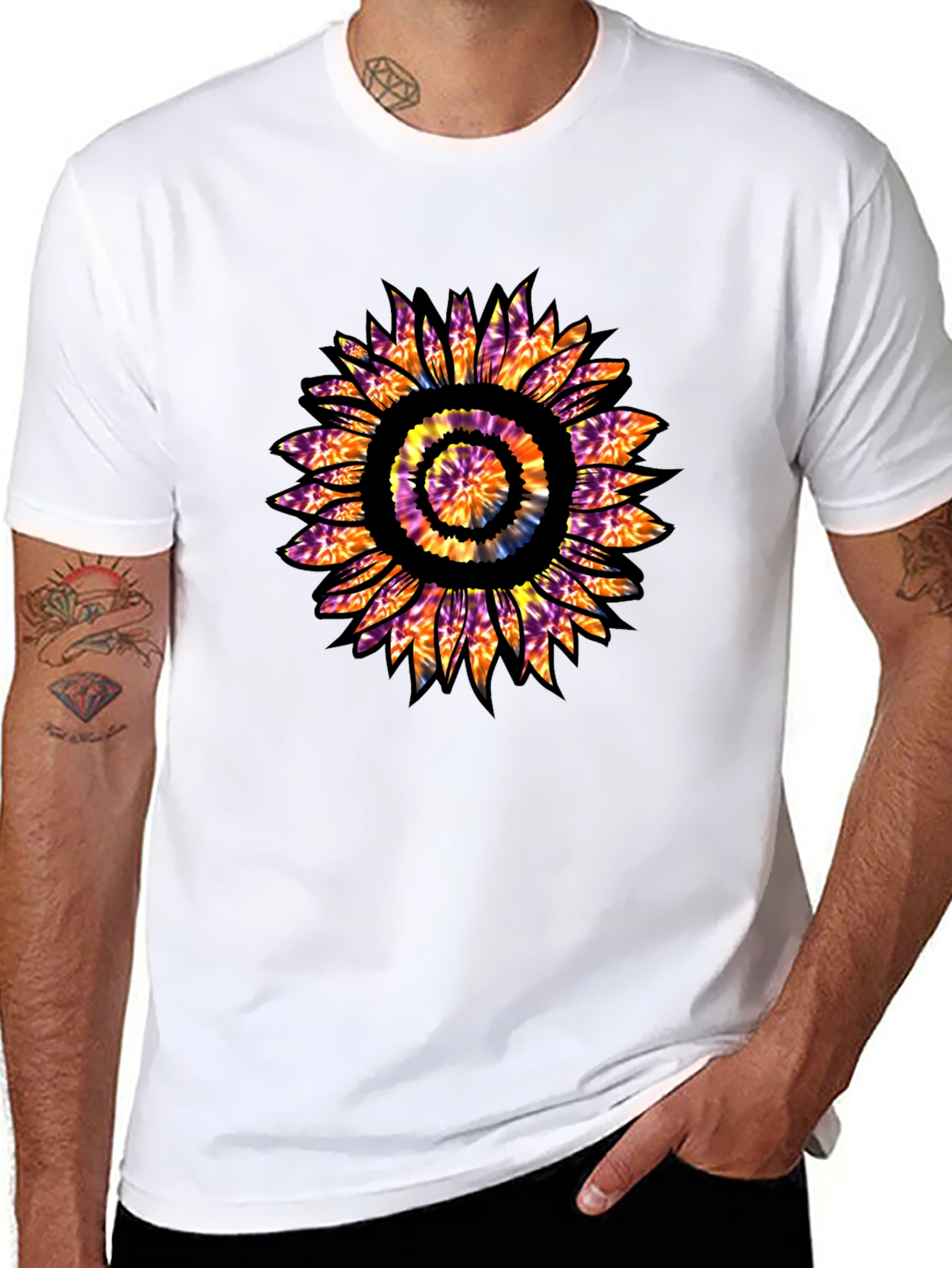 Tie Dye Sunflower Graphic T-Shirt
